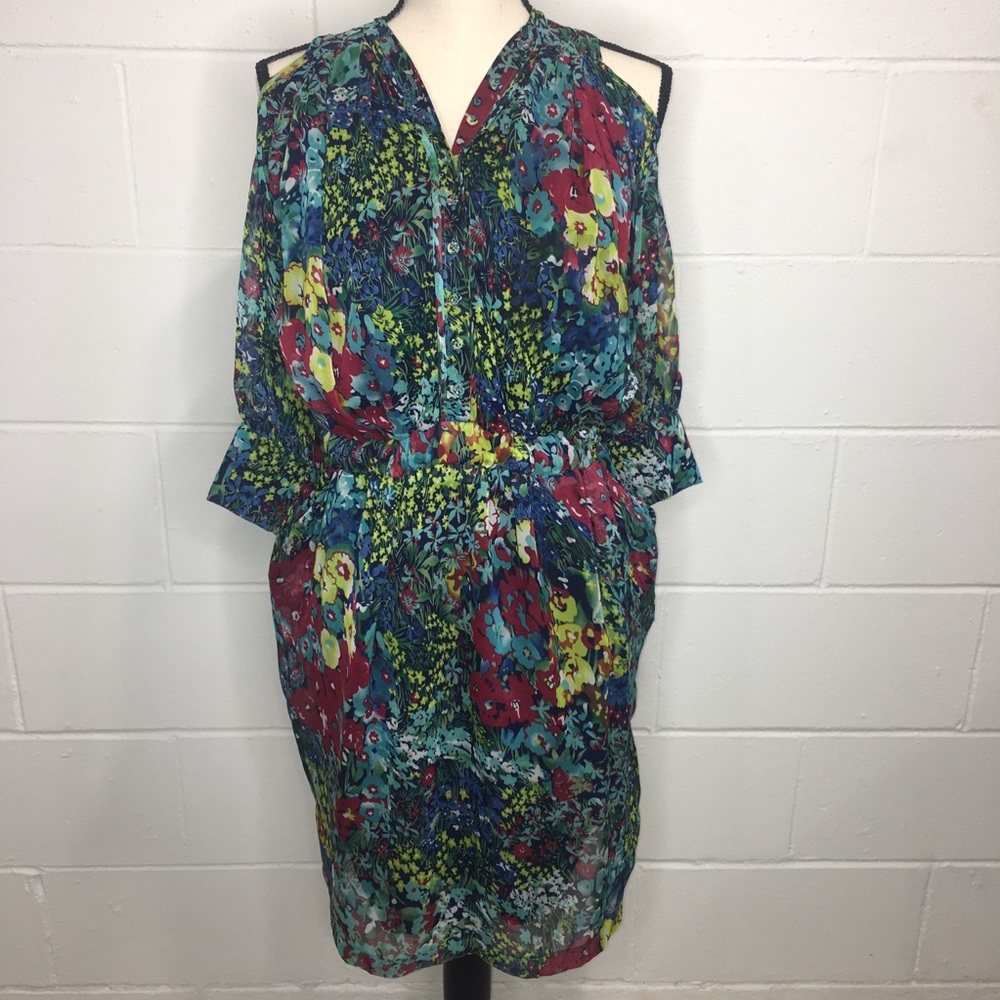 Fumblin Foe Floral Cold Shoulder Dress Large